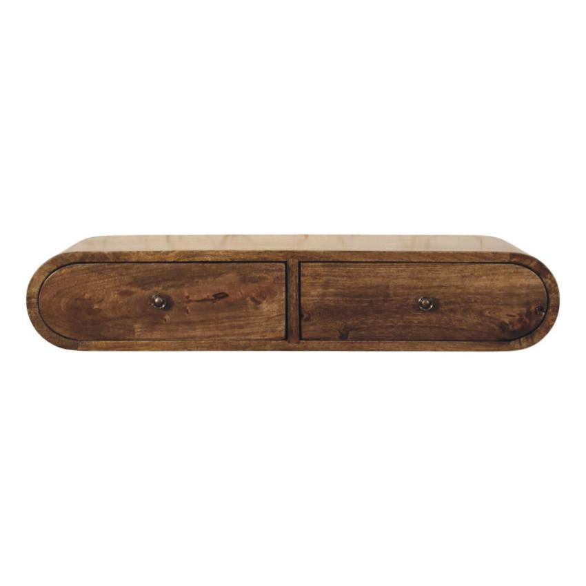 Rounded Wall-Mounted Console | 2 Drawer Floating Storage