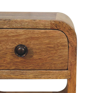 Rowan Extra Mini Bedside Table | Solid Mango Wood | Oak Finish | Drawer & Lower Shelf