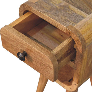 Rowan Extra Mini Bedside Table | Solid Mango Wood | Oak Finish | Drawer & Lower Shelf
