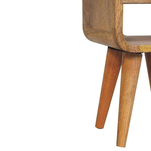 Rowan Extra Mini Bedside Table | Solid Mango Wood | Oak Finish | Drawer & Lower Shelf
