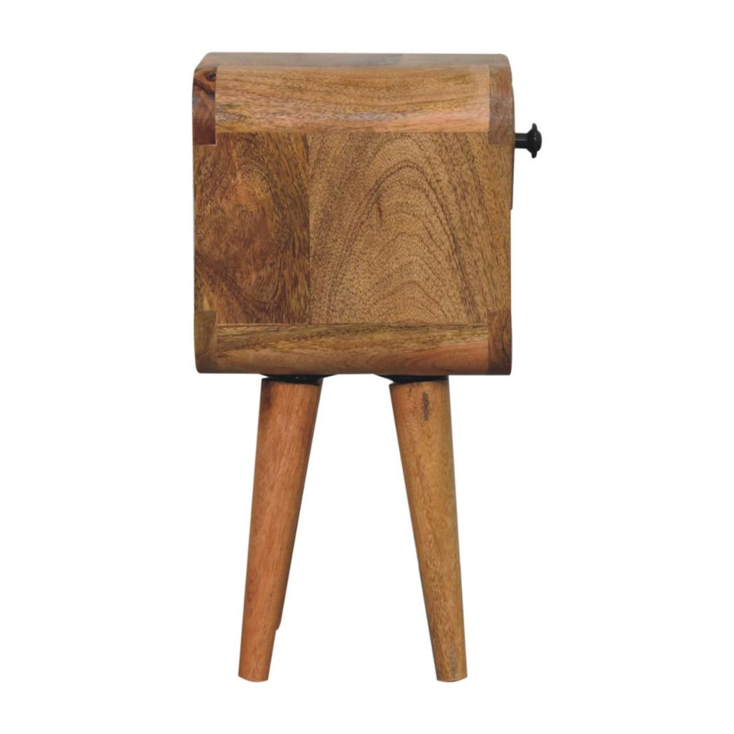 Rowan Extra Mini Bedside Table | Solid Mango Wood | Oak Finish | Drawer & Lower Shelf