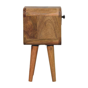 Rowan Extra Mini Bedside Table | Solid Mango Wood | Oak Finish | Drawer & Lower Shelf