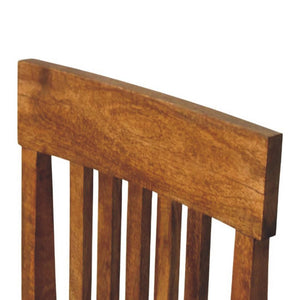 Rowan Slatted Dining Chair | Solid Mango Wood | Leather Seat | Amber Oak Finish