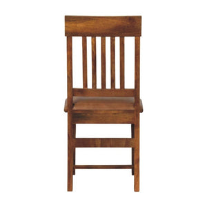 Rowan Slatted Dining Chair | Solid Mango Wood | Leather Seat | Amber Oak Finish