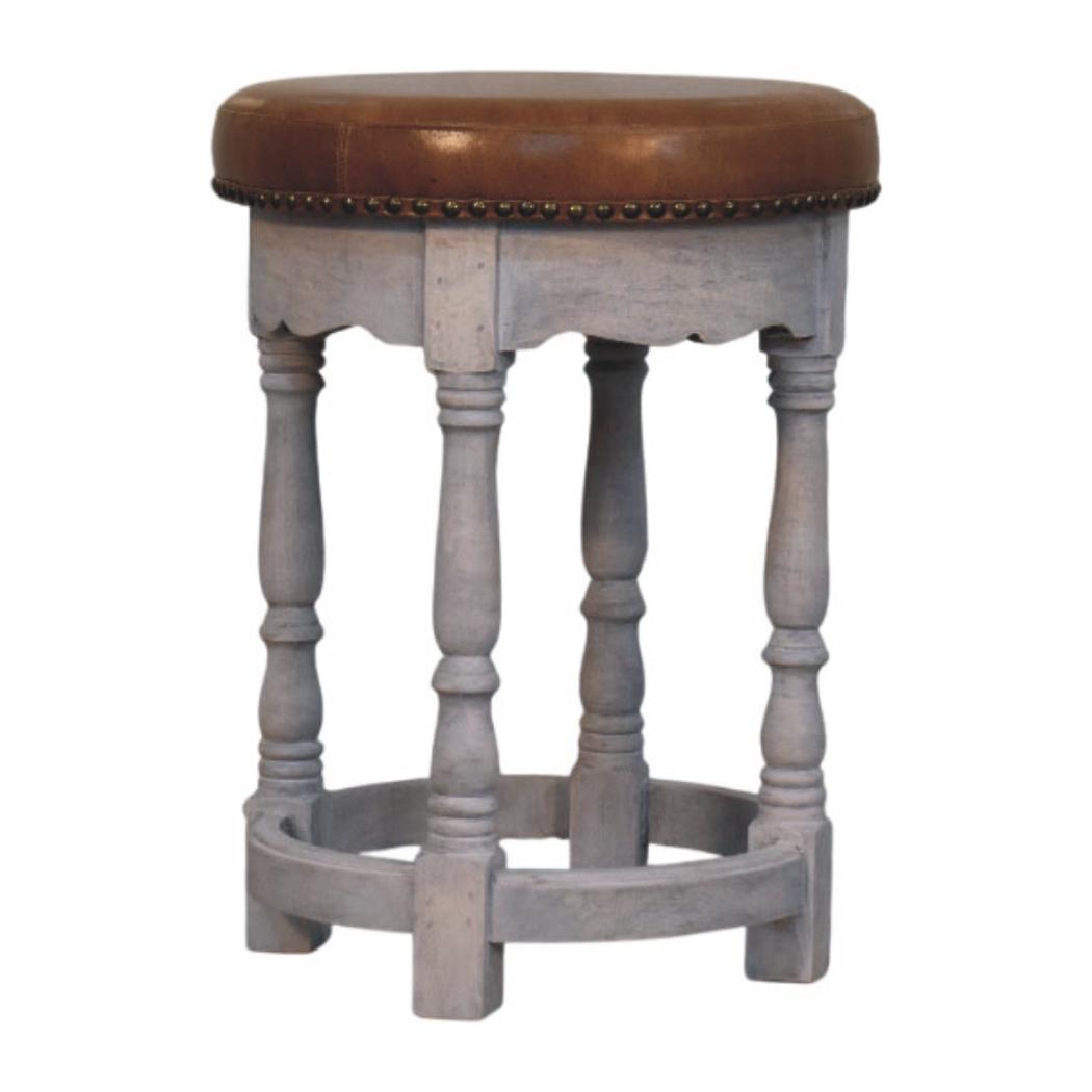 Rustic Charm Stool | Solid Mango Wood | Natural Finish | Handcrafted Accent Seat