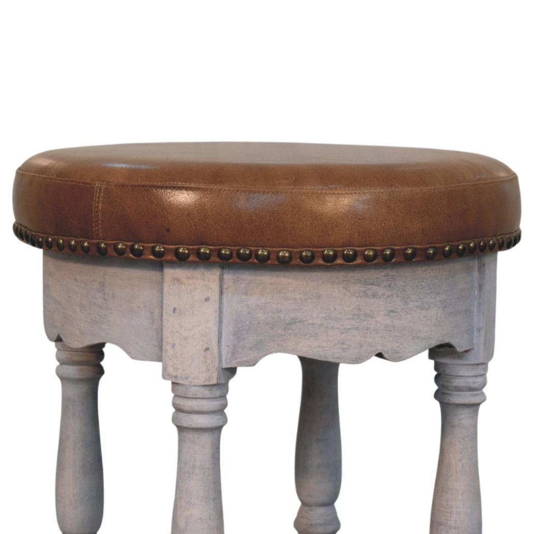Rustic Charm Stool | Solid Mango Wood | Natural Finish | Handcrafted Accent Seat