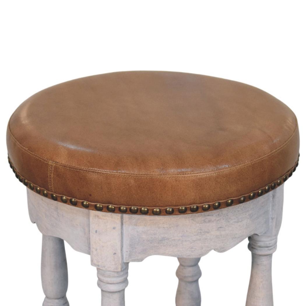 Rustic Charm Stool | Solid Mango Wood | Natural Finish | Handcrafted Accent Seat