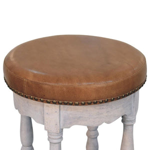 Rustic Charm Stool | Solid Mango Wood | Natural Finish | Handcrafted Accent Seat