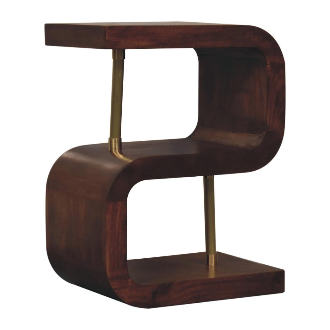 S-Curve Bedside Table | Brass Detail | Sculptural Storage