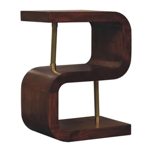 S-Curve Bedside Table | Brass Detail | Sculptural Storage