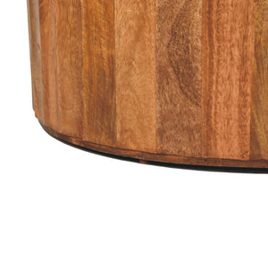 Saffron Rattan Coffee Table | Solid Mango Wood | Golden Teak Finish | Woven Cane Centre Table