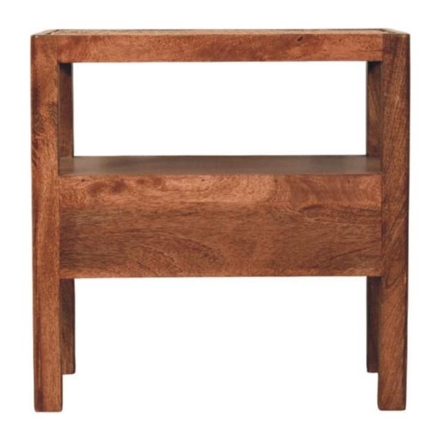 Saffron Rattan Nightstand | Natural Woven Bedside Table | Warm Bedroom Storage