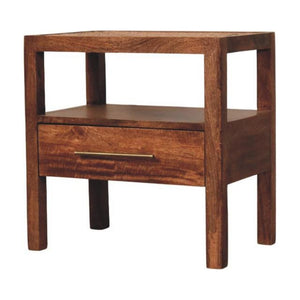 Saffron Rattan Nightstand | Natural Woven Bedside Table | Warm Bedroom Storage