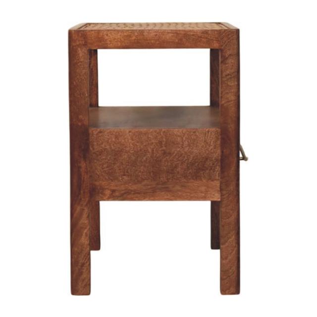 Saffron Rattan Nightstand | Natural Woven Bedside Table | Warm Bedroom Storage