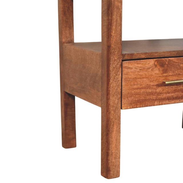 Saffron Rattan Nightstand | Natural Woven Bedside Table | Warm Bedroom Storage