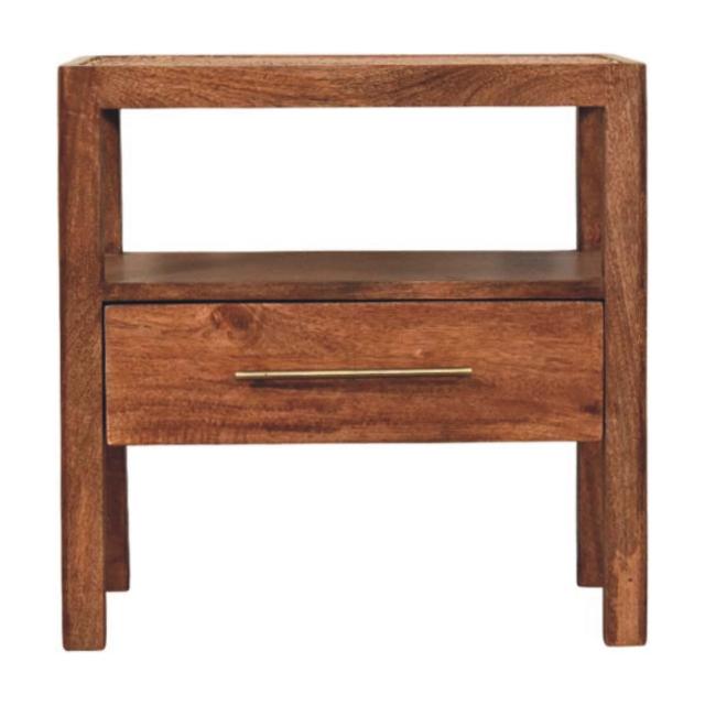 Saffron Rattan Nightstand | Natural Woven Bedside Table | Warm Bedroom Storage