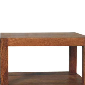 Saffron Rattan Tall Cabinet | Solid Mango Wood | Golden Teak Finish | Open Display Storage Cabinet