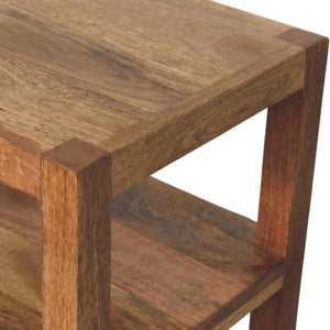 Saffron Rattan Tall Cabinet | Solid Mango Wood | Golden Teak Finish | Open Display Storage Cabinet