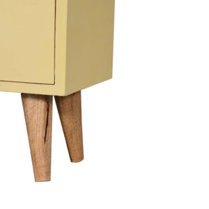 Saffron Yellow Bedside Table | Solid Mango Wood | Oak Top | 2 Drawers