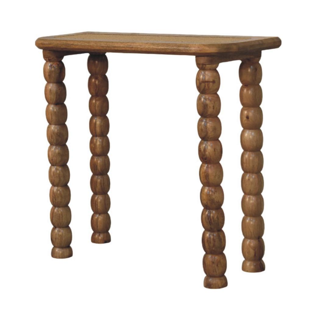 Sahara Spindle Console Table | Solid Mango Wood | Rattan Inlay | Oakish Finish