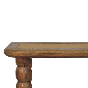 Sahara Spindle Console Table | Solid Mango Wood | Rattan Inlay | Oakish Finish