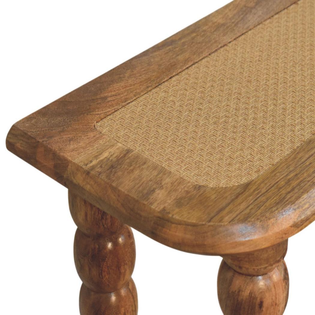 Sahara Spindle Console Table | Solid Mango Wood | Rattan Inlay | Oakish Finish