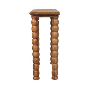 Sahara Spindle Console Table | Solid Mango Wood | Rattan Inlay | Oakish Finish