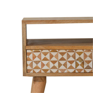 Sarina Bedside Table | Solid Mango Wood | Oak Finish | 1 Drawer Nightstand with Open Shelf