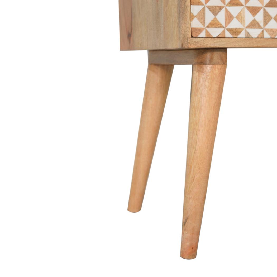 Sarina Bedside Table | Solid Mango Wood | Oak Finish | 1 Drawer Nightstand with Open Shelf