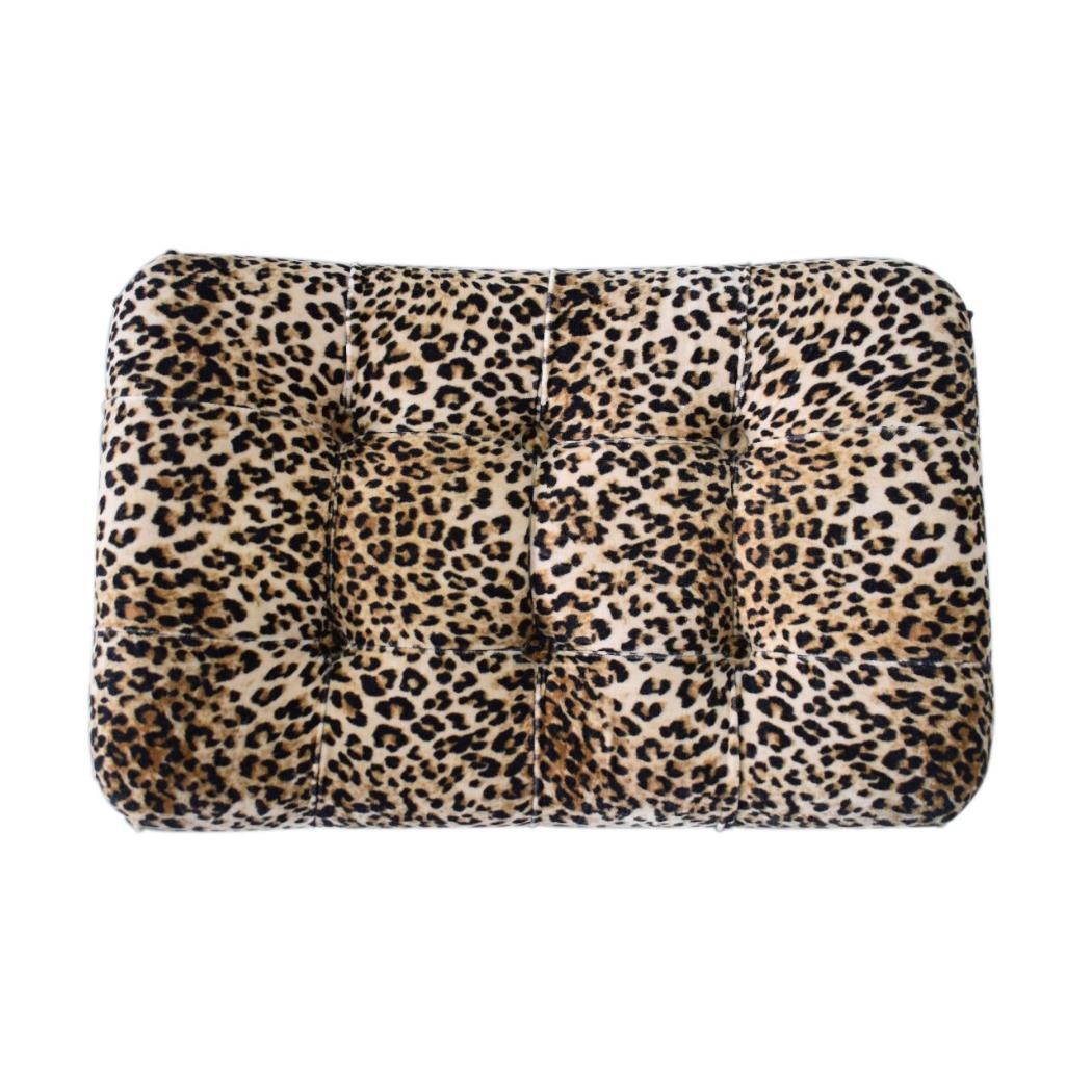 Savanna Curved Bench | Leopard Print Cotton Velvet | Mango Wood | Walnut Finish
