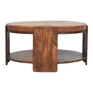 Savoy Leather Coffee Table | Solid Mango Wood | Brown Leather Top | Upholstered Centre Table