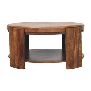 Savoy Leather Coffee Table | Solid Mango Wood | Brown Leather Top | Upholstered Centre Table