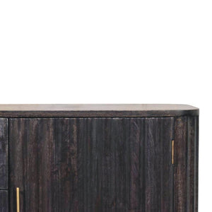 Savoy Sideboard | Solid Mango Wood | Carbon Ash Finish | 2 Door Buffet Cabinet with 3 Drawers