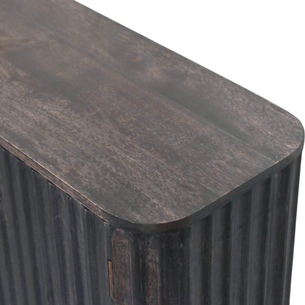Savoy Sideboard | Solid Mango Wood | Carbon Ash Finish | 2 Door Buffet Cabinet with 3 Drawers