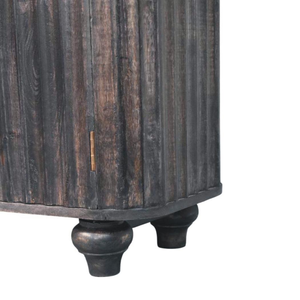 Savoy Sideboard | Solid Mango Wood | Carbon Ash Finish | 2 Door Buffet Cabinet with 3 Drawers