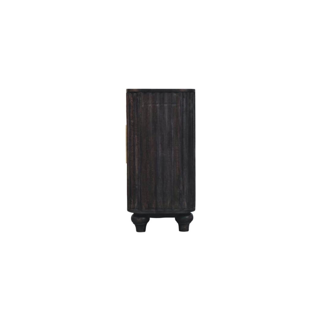 Savoy Sideboard | Solid Mango Wood | Carbon Ash Finish | 2 Door Buffet Cabinet with 3 Drawers