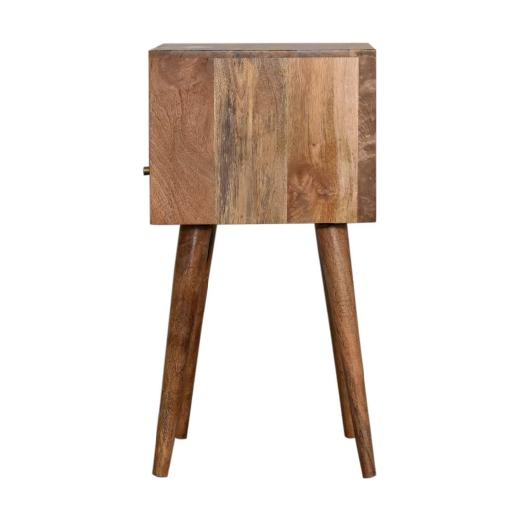 Sea Mist Mini Bedside Table | Solid Mango Wood | Duck Egg Green Drawer | Oak Finish