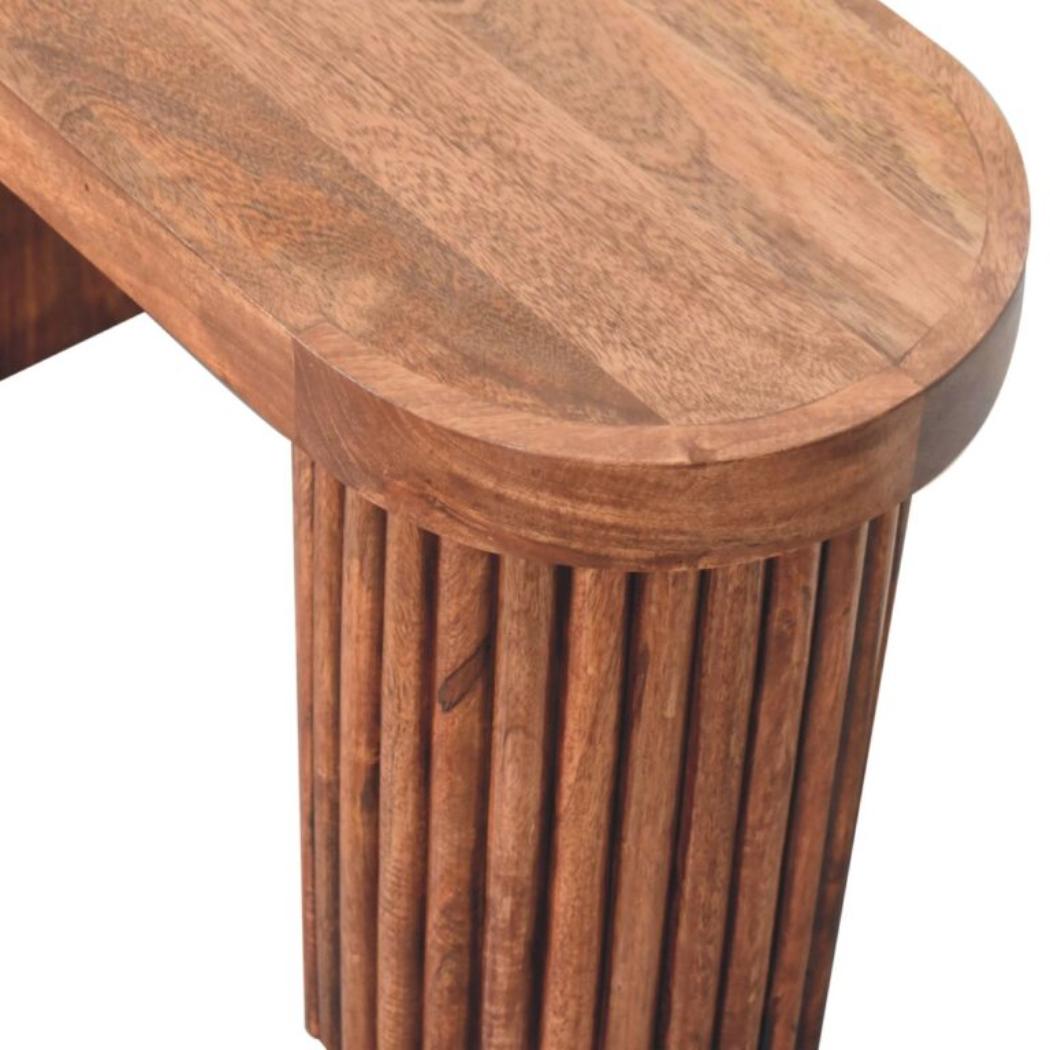 Serenity Coffee Table | Solid Mango Wood | Honey Caramel Finish | White Terrazzo Top