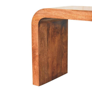 Serenity Coffee Table | Solid Mango Wood | Honey Caramel Finish | White Terrazzo Top
