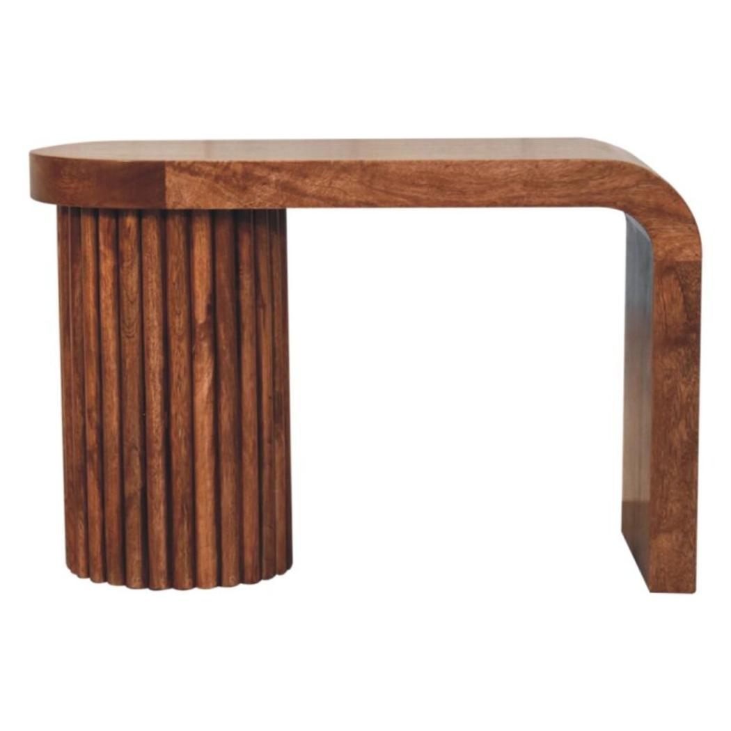 Serenity Coffee Table | Solid Mango Wood | Honey Caramel Finish | White Terrazzo Top
