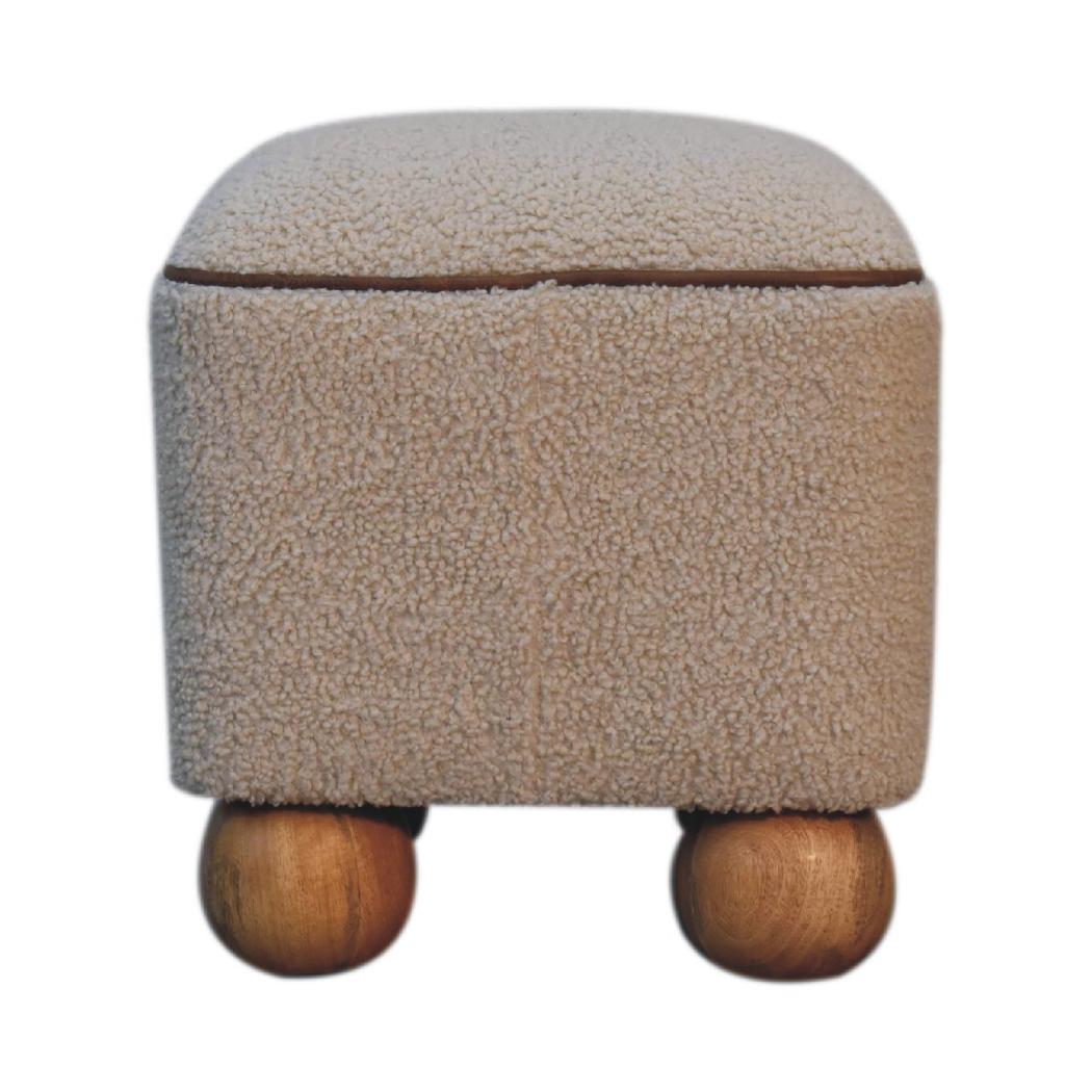 Serenity Footstool | Decorative Ball Feet | Upholstered Accent Ottoman
