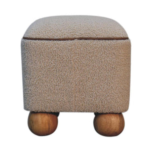 Serenity Footstool | Decorative Ball Feet | Upholstered Accent Ottoman
