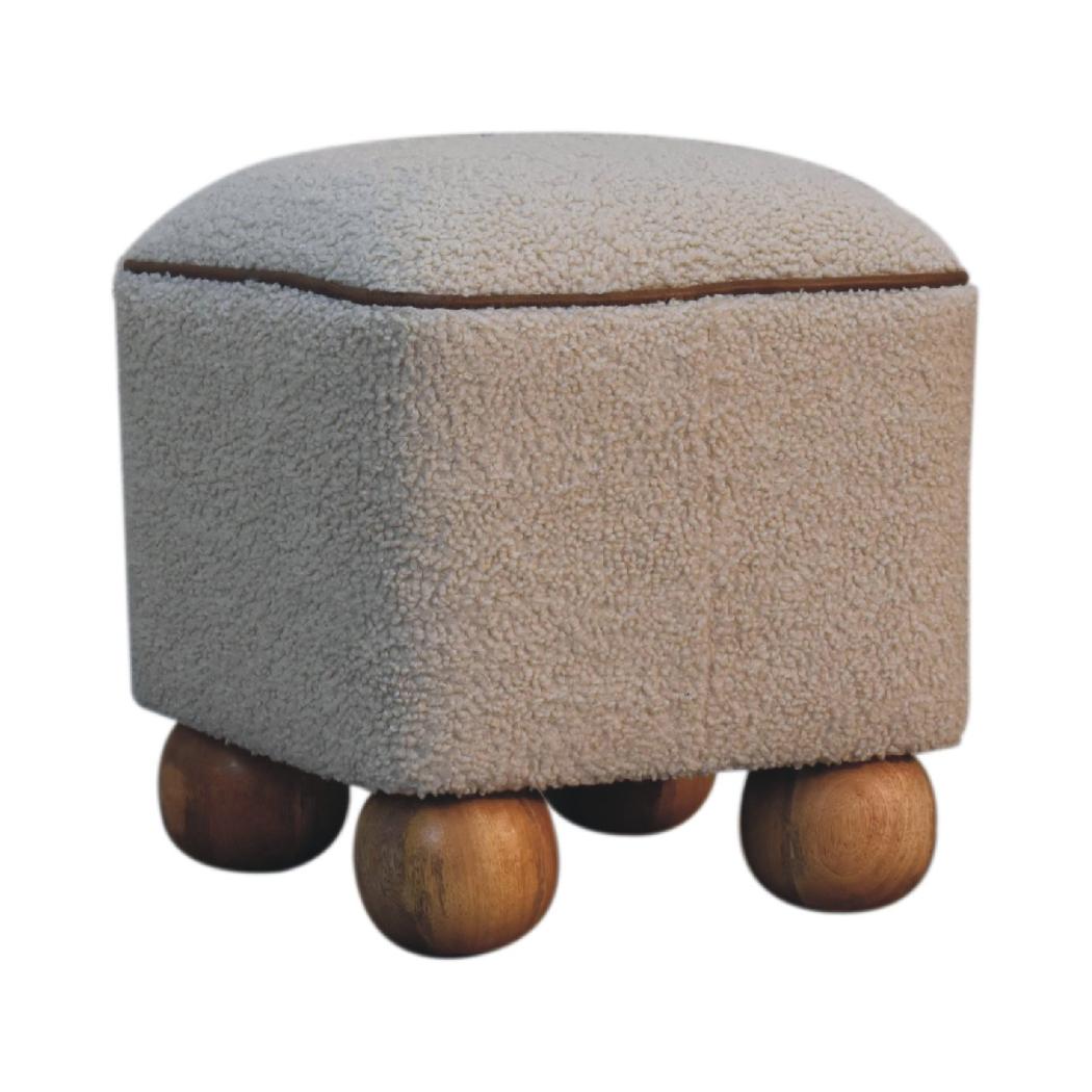 Serenity Footstool | Decorative Ball Feet | Upholstered Accent Ottoman