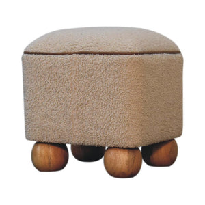 Serenity Footstool | Decorative Ball Feet | Upholstered Accent Ottoman