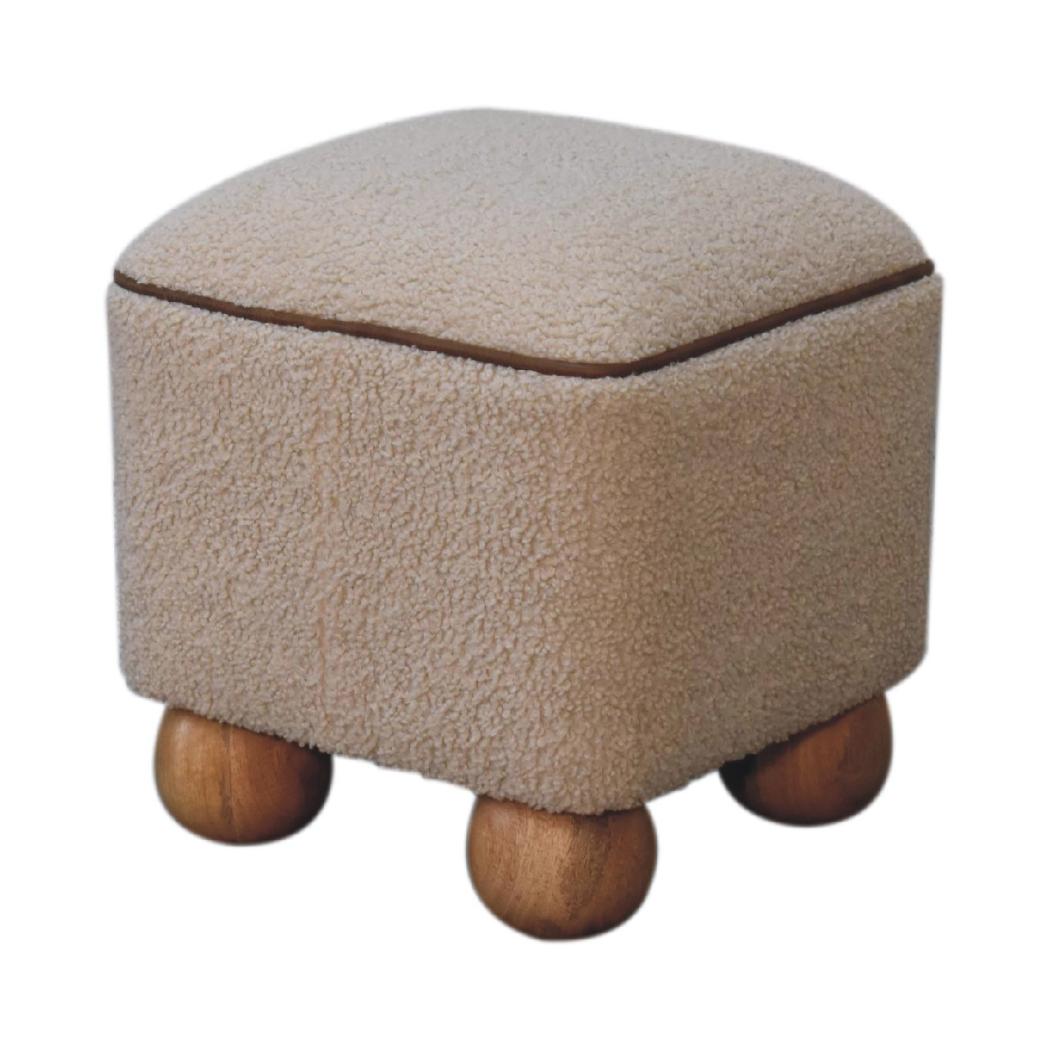 Serenity Footstool | Decorative Ball Feet | Upholstered Accent Ottoman