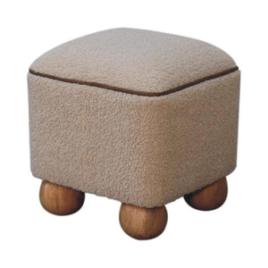 Serenity Footstool | Decorative Ball Feet | Upholstered Accent Ottoman