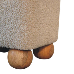 Serenity Footstool | Decorative Ball Feet | Upholstered Accent Ottoman
