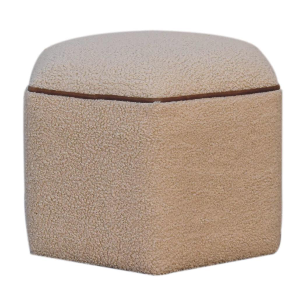 Serenity Hexagonal Footstool | Geometric Upholstered Ottoman | Statement Accent Stool