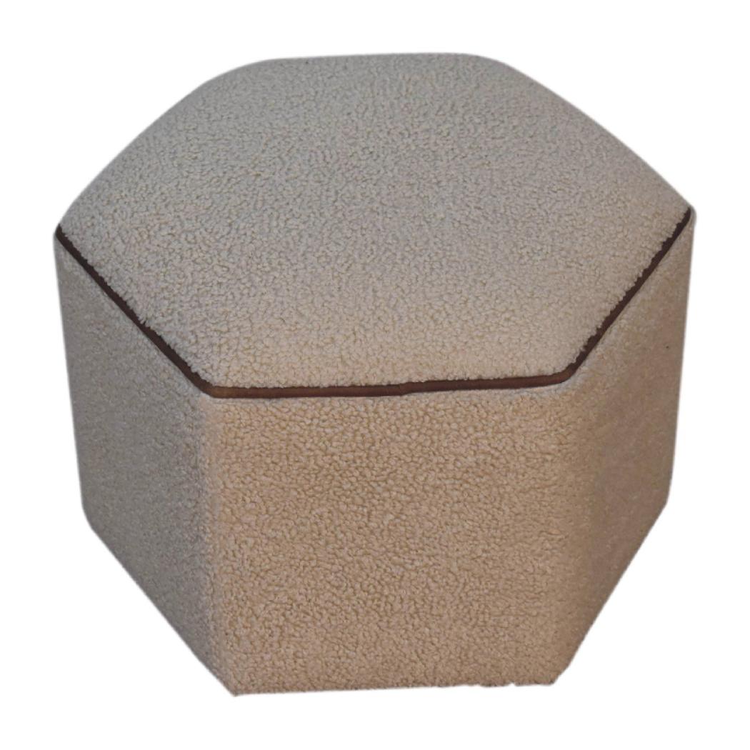 Serenity Hexagonal Footstool | Geometric Upholstered Ottoman | Statement Accent Stool