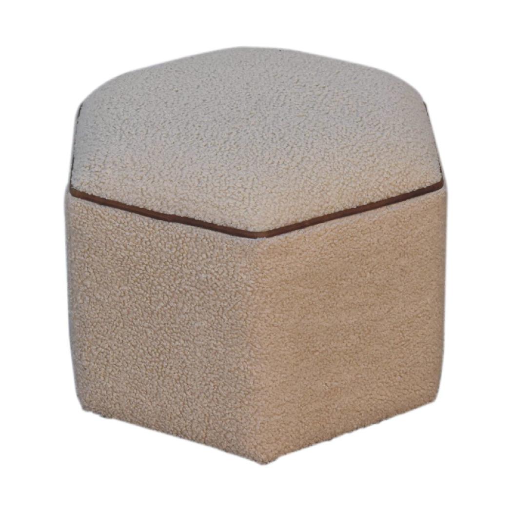 Serenity Hexagonal Footstool | Geometric Upholstered Ottoman | Statement Accent Stool